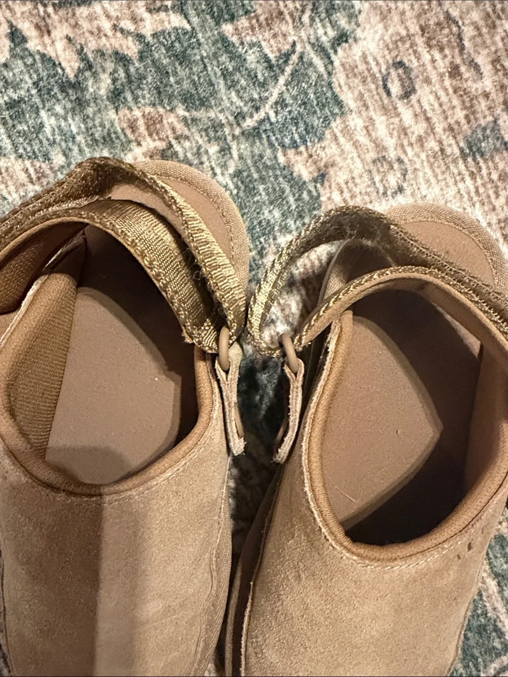 UGG Goldenstar Kids Tan Suede Velcro Moccasin Shoes